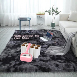 Grey Carpet Tie Dyeing Plush Soft Carpets For Living Room Bedroom Anti-slip Floor Mats Bedroom Water Absorption Carpet Rugs