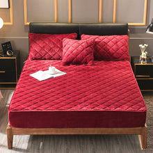 Load image into Gallery viewer, Plush Thicken Quilted Mattress Cover Warm Soft Crystal Velvet King Queen Quilted Bed Fitted Sheet Not Including Pillowcase

