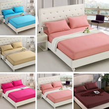Load image into Gallery viewer, 1PCS Fitted Sheet Solid Color Bed Sheets With Elastic Band Double Queen Size 160cm*200cm Mattress Cover 100% Polyester
