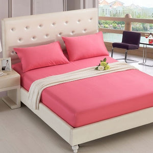 1PCS Fitted Sheet Solid Color Bed Sheets With Elastic Band Double Queen Size 160cm*200cm Mattress Cover 100% Polyester