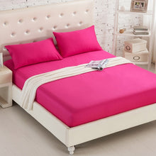 Load image into Gallery viewer, 1PCS Fitted Sheet Solid Color Bed Sheets With Elastic Band Double Queen Size 160cm*200cm Mattress Cover 100% Polyester
